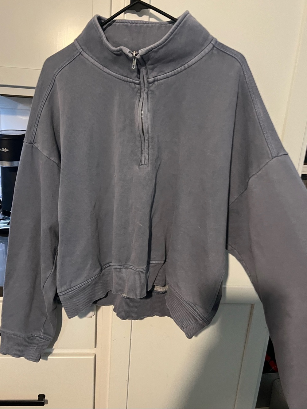 PINK Victoria’s Secret XL Oversized Quarter Zip Sweatshirt Washed Gray Pullover - Picture 2 of 8